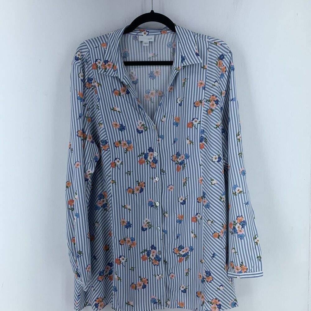 J Jill XL Tunic Top Coastal Cottagecore Flower Power Multicolor Floral Oversized